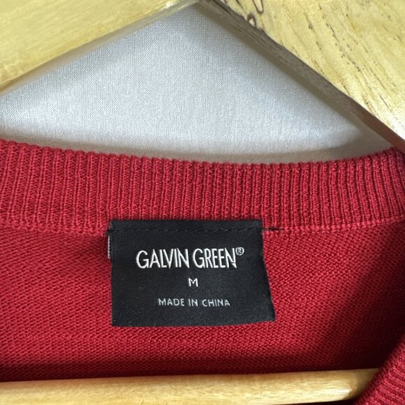 Galvin Green V-Neck Sweater Men’s M Red 50% Wool 50% Acrylic Golf Knit Pullover - Picture 3 of 6